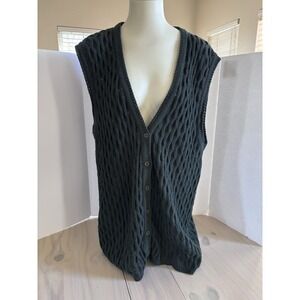 VTG Maggie McNaughton Olive Green Cable Knit Sweater Vest Plus Sz 3X Preppy